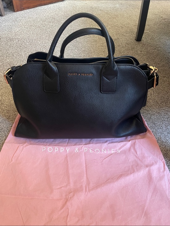 Poppy & Peonies Handbags - Poppy & Peonies Black Leather Top-Handle Satchel